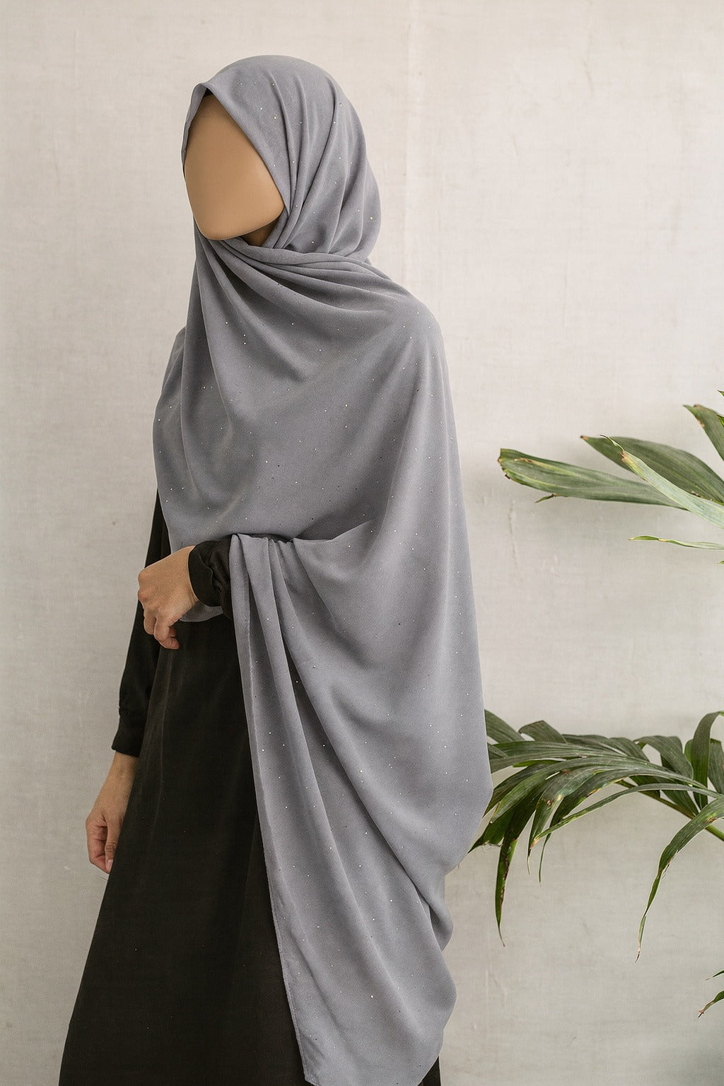 Gray glittered scarf ladies