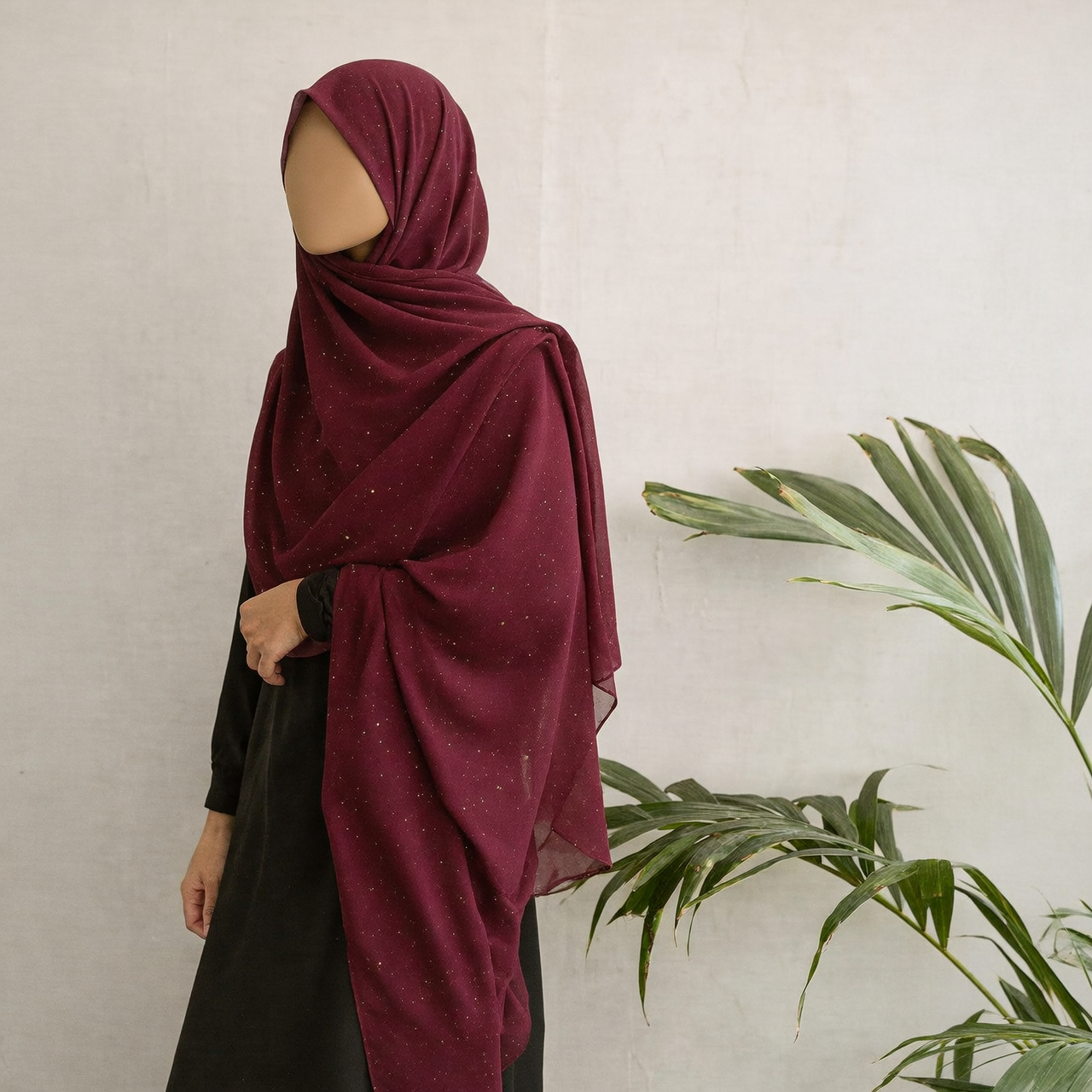 Premium Maroon Glittered chiffon Hijab