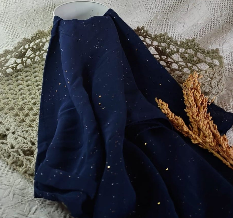 Premium Dark blue glittered scarf