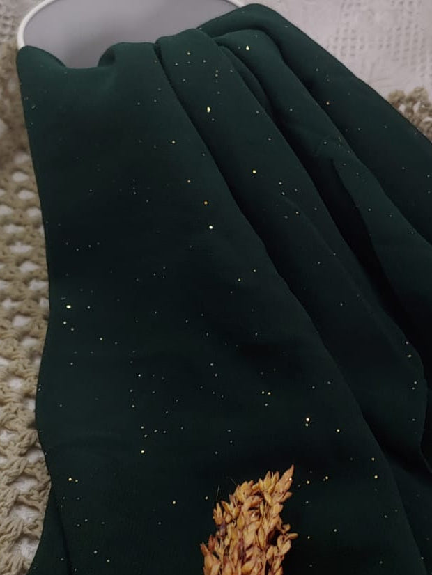 Premium Dark Green glittered chiffon hijab