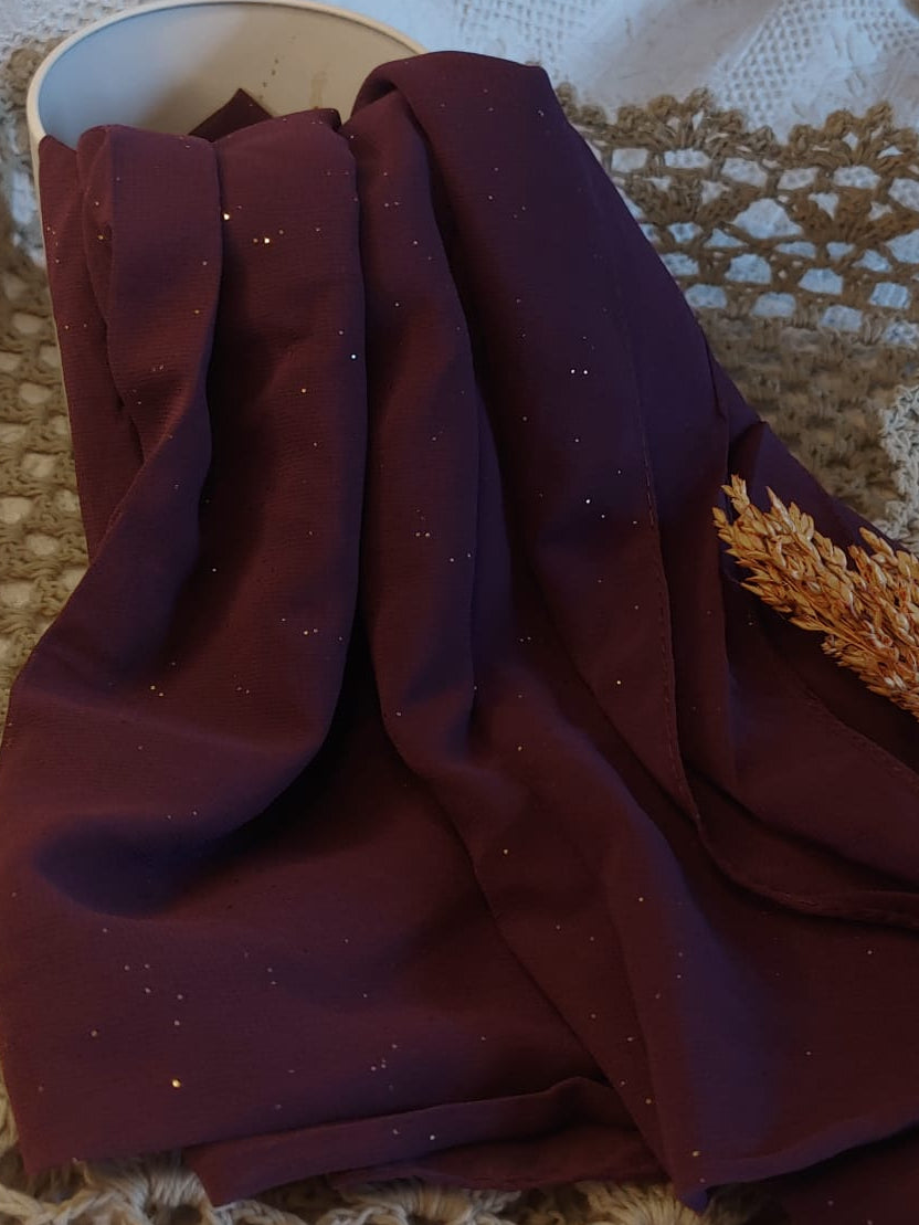 marron shiffon hijab with sparkles 